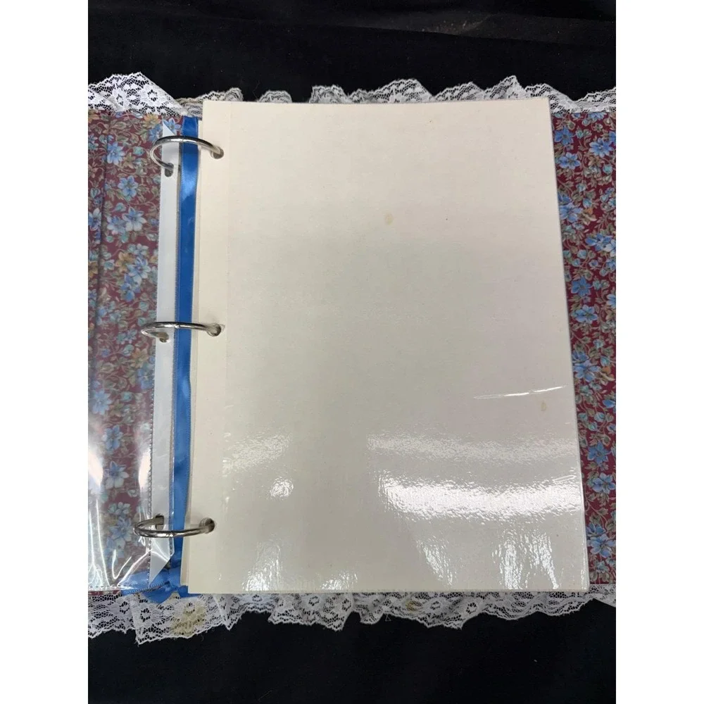 Vintage Photo Album Fabric Covered Padded Lace Trim Granny Core Cottage Heart